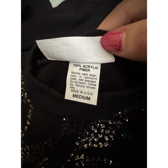 VTG Rhinestone Tunic black Top- It’z NORM 80s SZ Medium - Picture 7 of 7